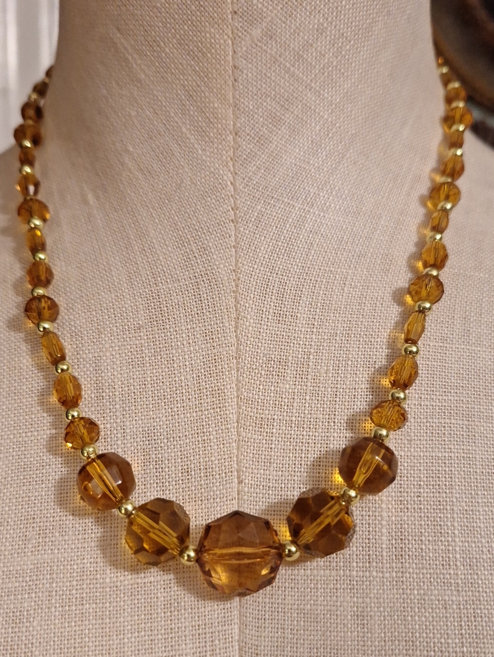 Golden Amber Faceted Bead Necklace